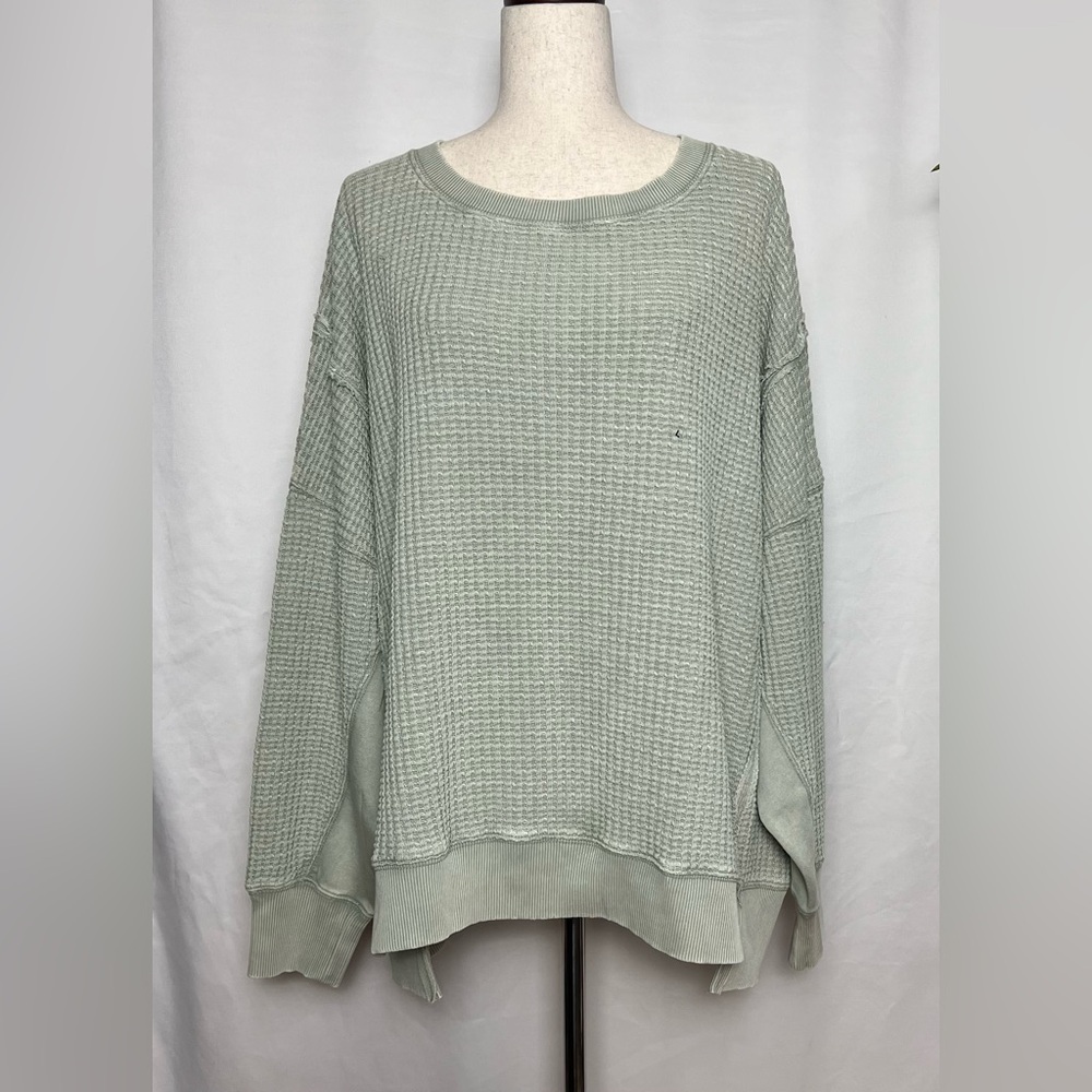 American Eagle Women’s Oversized Big Hug Waffle Crew Neck Sweatshirt Size S